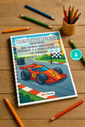 Rennwagen Malbuch 100 Ausmalbilder PDF Download – Mockup-Ansicht