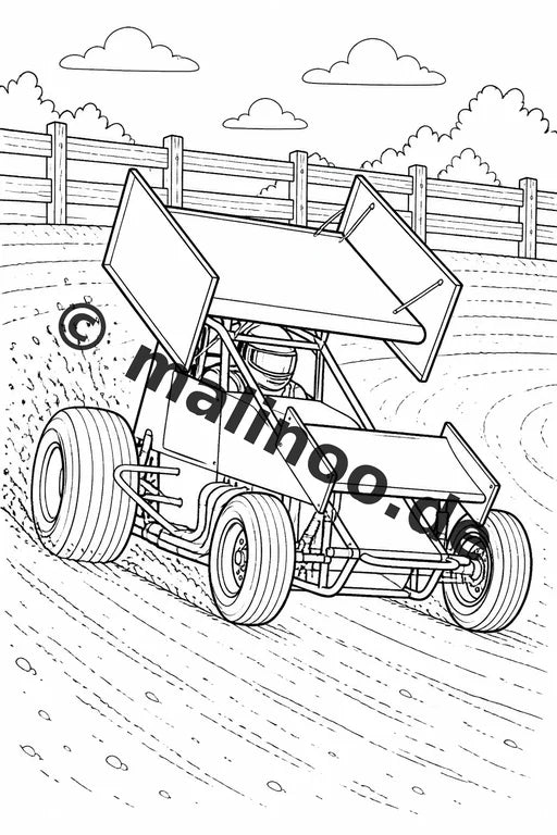 Rennwagen Malbuch 100 Ausmalbilder PDF Download digital – Vorschaubild 2