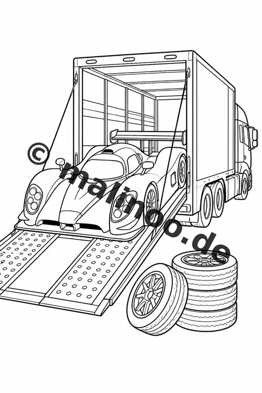 Rennwagen Malbuch 100 Ausmalbilder PDF Download digital – Vorschaubild 3