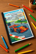 Rennwagen Malbuch 100 Ausmalbilder gedruckt+gebunden – Mockup-Ansicht