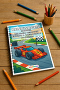 Rennwagen Malbuch 100 Ausmalbilder gedruckt und gebunden – Mockup-Ansicht