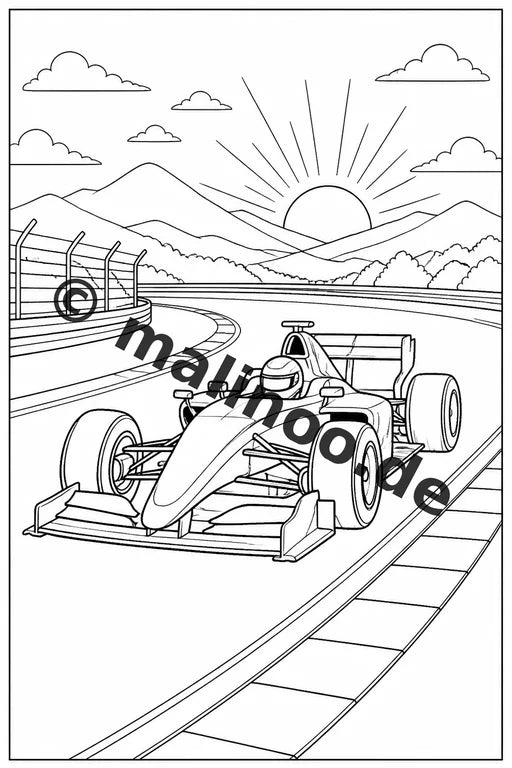 Rennwagen Malbuch 100 Ausmalbilder gedruckt und gebunden – Vorschaubild 7