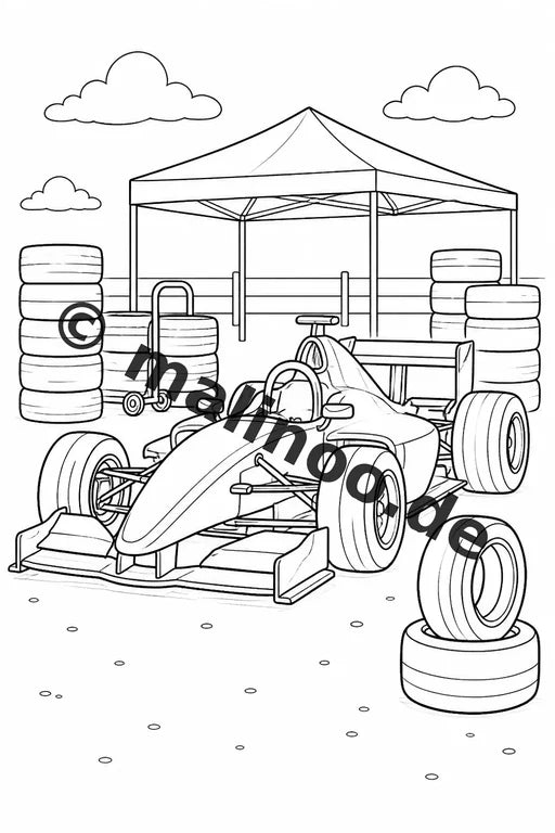 Rennwagen Malbuch 100 Ausmalbilder gedruckt, ungebunden – Vorschaubild 4