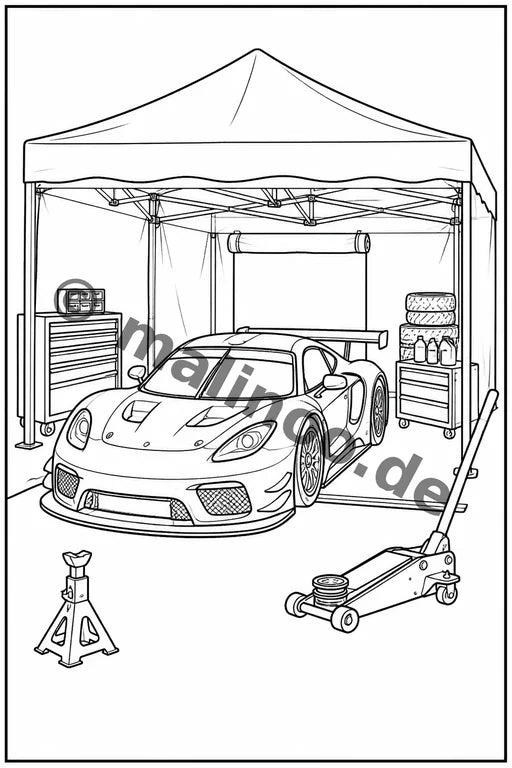 Rennwagen Malbuch 100 Ausmalbilder gedruckt+lose – Vorschaubild 8