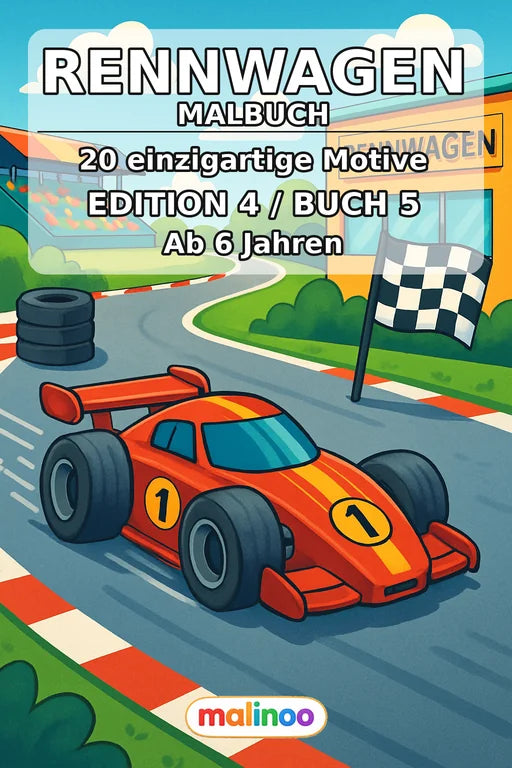 Rennwagen Malbuch 20 Ausmalbilder PDF Download – Cover