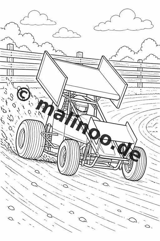 Rennwagen Malbuch 20 Ausmalbilder PDF Download digital – Vorschaubild 2