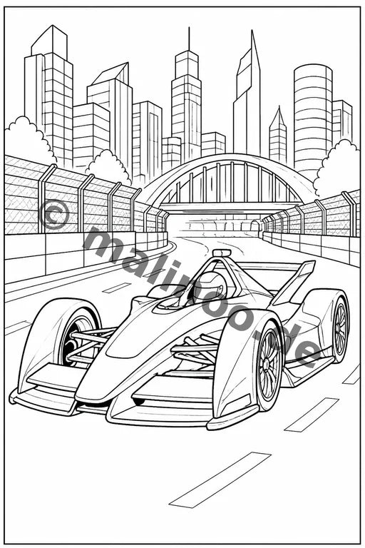 Rennwagen Malbuch 20 Ausmalbilder PDF Download – Vorschaubild 2