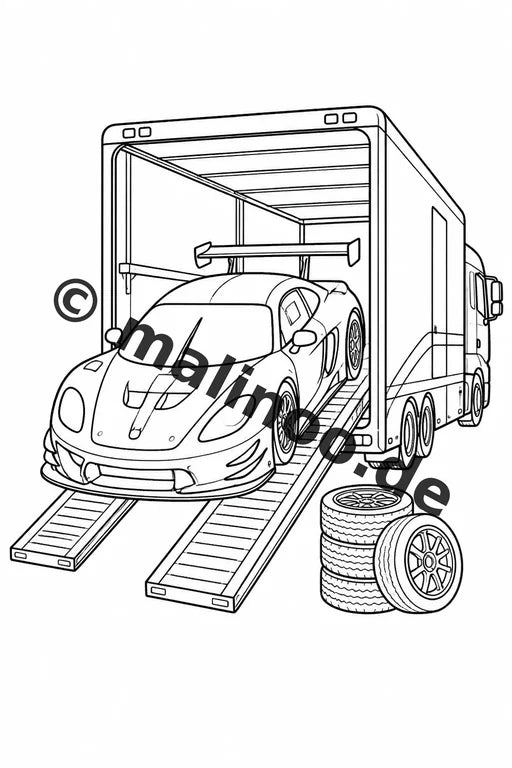 Rennwagen Malbuch 20 Ausmalbilder PDF Download digital – Vorschaubild 3