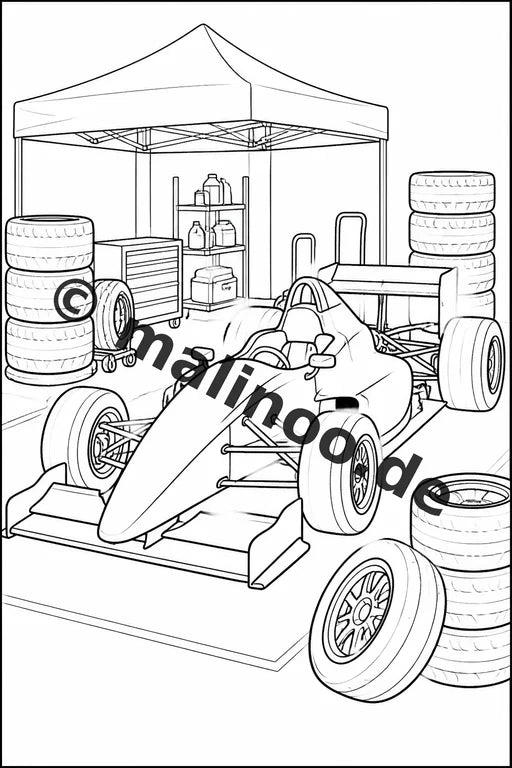 Rennwagen Malbuch 20 Ausmalbilder PDF Download digital – Vorschaubild 4