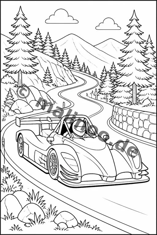 Rennwagen Malbuch 20 Ausmalbilder PDF Download – Vorschaubild 4