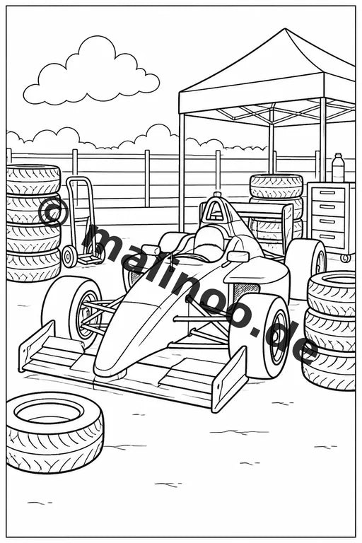 Rennwagen Malbuch 20 Ausmalbilder PDF Download digital – Vorschaubild 4