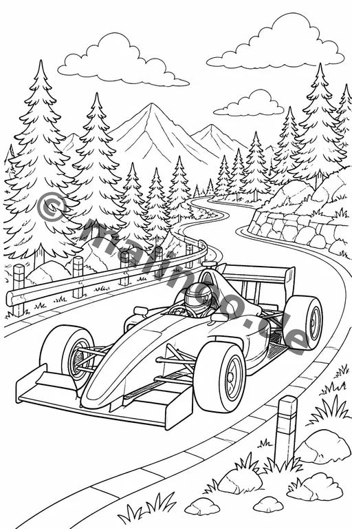 Rennwagen Malbuch 20 Ausmalbilder PDF Download – Vorschaubild 4