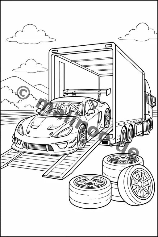 Rennwagen Malbuch 20 Ausmalbilder PDF Download – Vorschaubild 5
