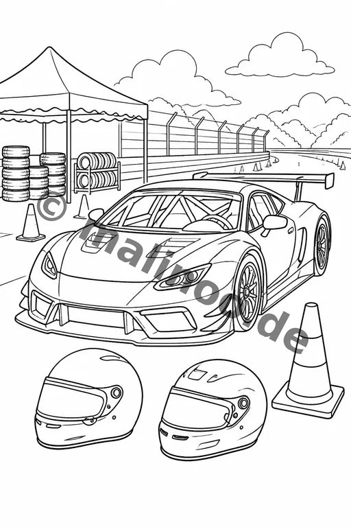 Rennwagen Malbuch 20 Ausmalbilder gedruckt+gebunden – Vorschaubild 10