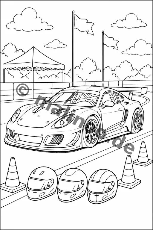 Rennwagen Malbuch 20 Ausmalbilder gedruckt+gebunden – Vorschaubild 10