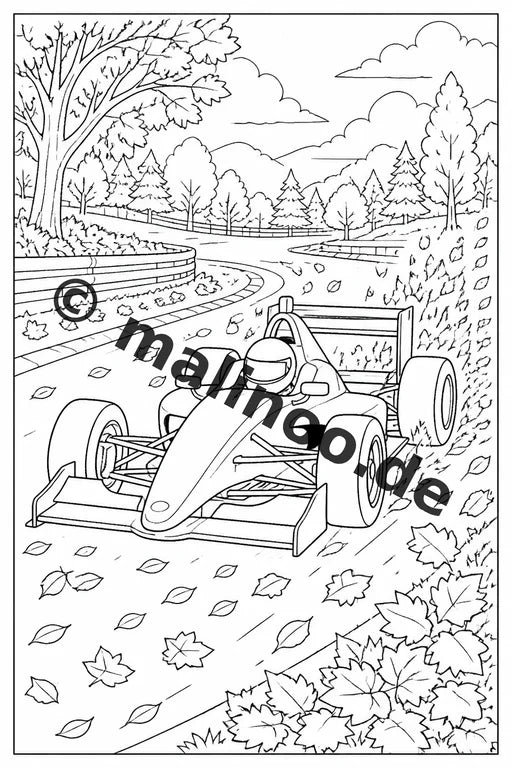 Rennwagen Malbuch 20 Ausmalbilder gedruckt und gebunden – Vorschaubild 10
