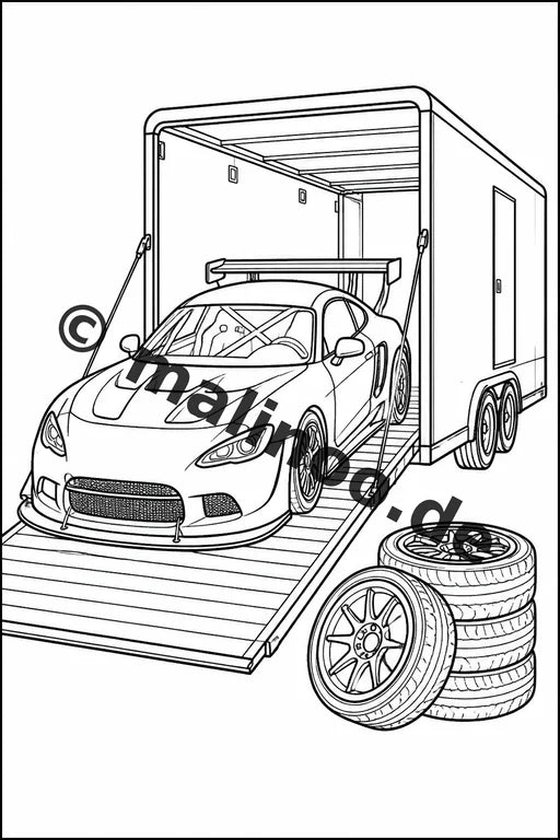 Rennwagen Malbuch 20 Ausmalbilder gedruckt und gebunden – Vorschaubild 3