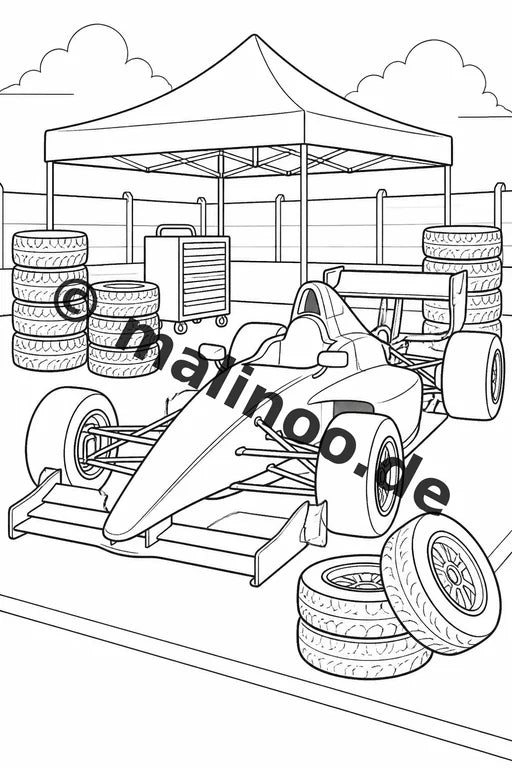 Rennwagen Malbuch 20 Ausmalbilder gedruckt und gebunden – Vorschaubild 4
