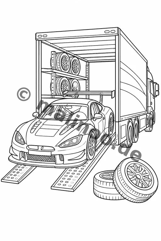 Rennwagen Malbuch 20 Ausmalbilder gedruckt+gebunden – Vorschaubild 5