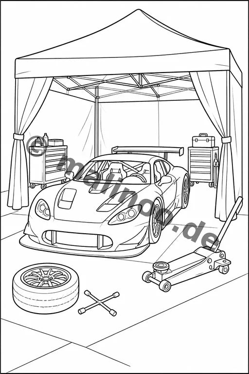 Rennwagen Malbuch 20 Ausmalbilder gedruckt+gebunden – Vorschaubild 8