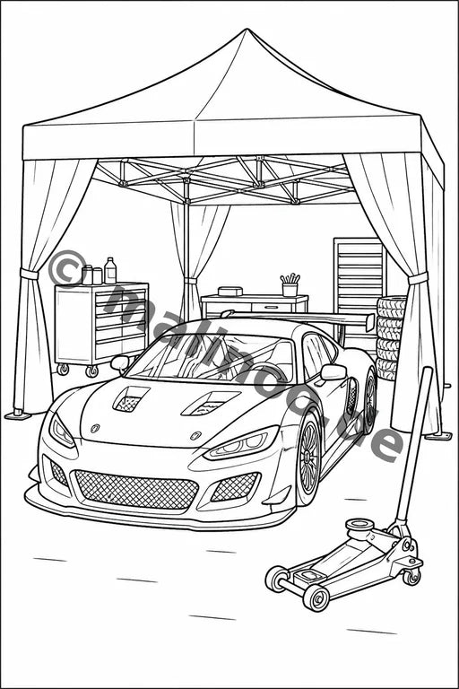 Rennwagen Malbuch 20 Ausmalbilder gedruckt+gebunden – Vorschaubild 8