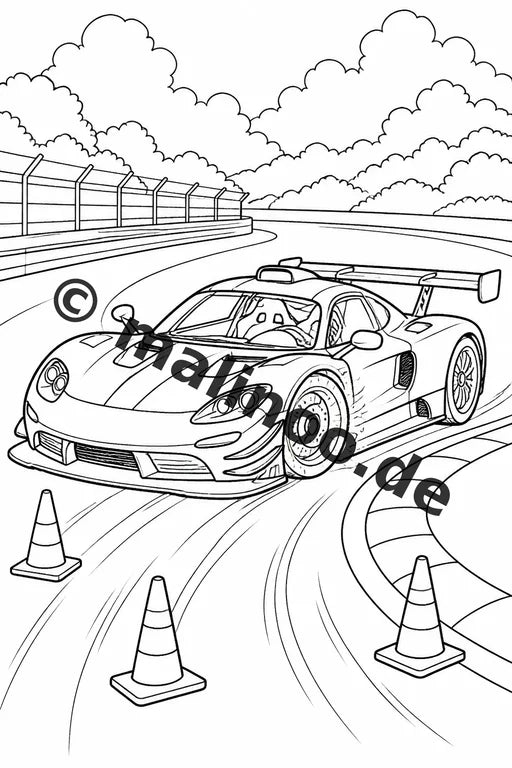 Rennwagen Malbuch 20 Ausmalbilder gedruckt und gebunden – Vorschaubild 9