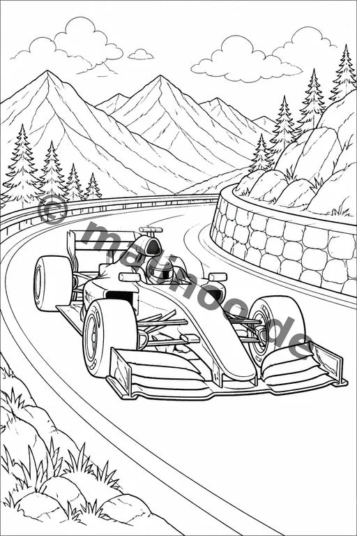 Rennwagen Malbuch 20 Ausmalbilder gedruckt+lose – Vorschaubild 1