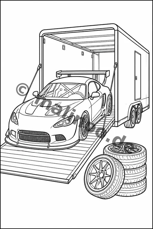 Rennwagen Malbuch 20 Ausmalbilder gedruckt+lose – Vorschaubild 5