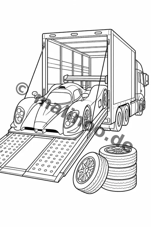 Rennwagen Malbuch 20 Ausmalbilder gedruckt+lose – Vorschaubild 5