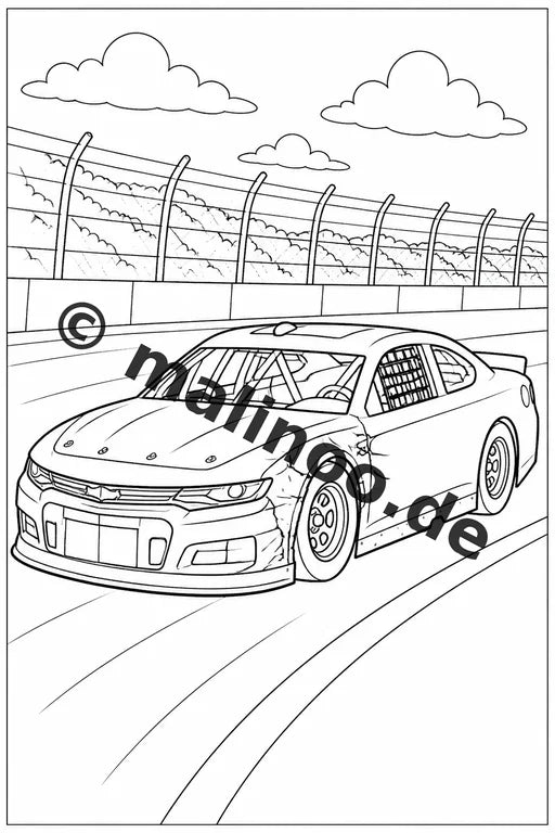 Rennwagen Malbuch 20 Ausmalbilder gedruckt, ungebunden – Vorschaubild 6