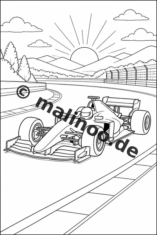 Rennwagen Malbuch 20 Ausmalbilder gedruckt, ungebunden – Vorschaubild 7