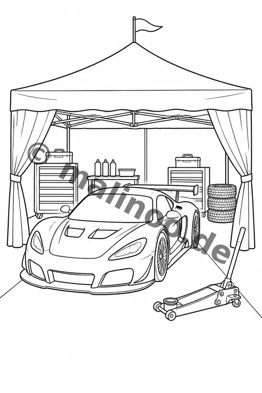 Rennwagen Malbuch 20 Ausmalbilder gedruckt+lose – Vorschaubild 8