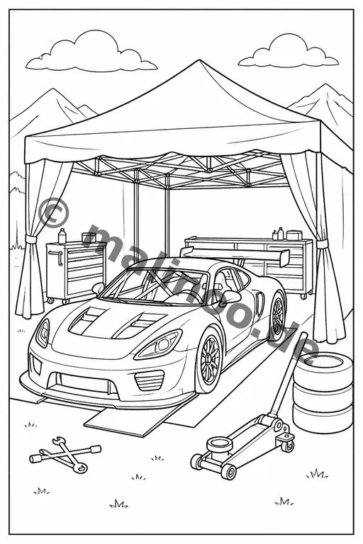 Rennwagen Malbuch 20 Ausmalbilder gedruckt+lose – Vorschaubild 8