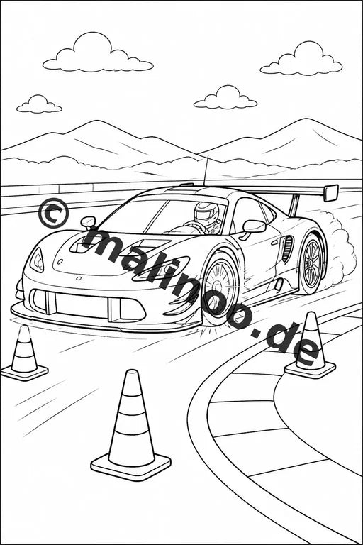 Rennwagen Malbuch 20 Ausmalbilder gedruckt, ungebunden – Vorschaubild 9
