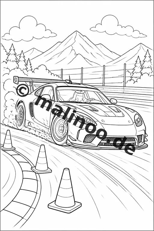 Rennwagen Malbuch 20 Ausmalbilder gedruckt, ungebunden – Vorschaubild 9