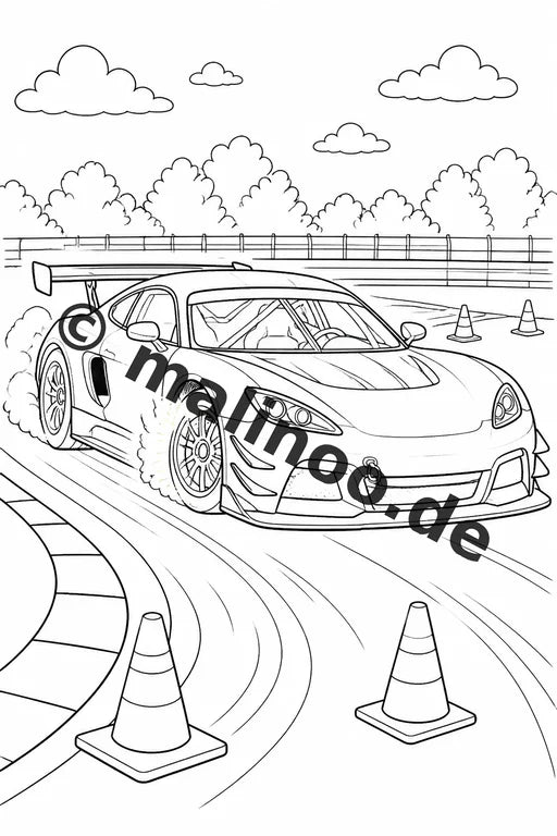 Rennwagen Malbuch 20 Ausmalbilder gedruckt, ungebunden – Vorschaubild 9
