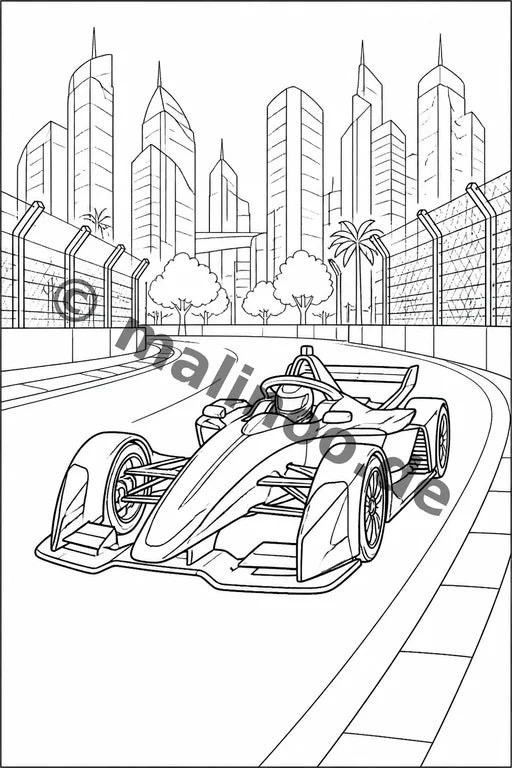 Rennwagen Malbuch 50 Ausmalbilder PDF Download – Vorschaubild 2