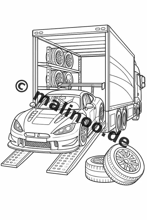 Rennwagen Malbuch 50 Ausmalbilder PDF Download digital – Vorschaubild 3