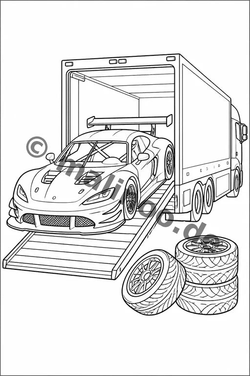 Rennwagen Malbuch 50 Ausmalbilder PDF Download – Vorschaubild 5