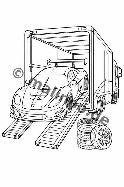 Rennwagen Malbuch 50 Ausmalbilder PDF Download – Vorschaubild 5