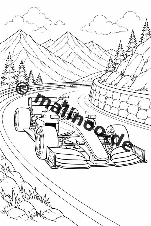 Rennwagen Malbuch 50 Ausmalbilder gedruckt und gebunden – Vorschaubild 1