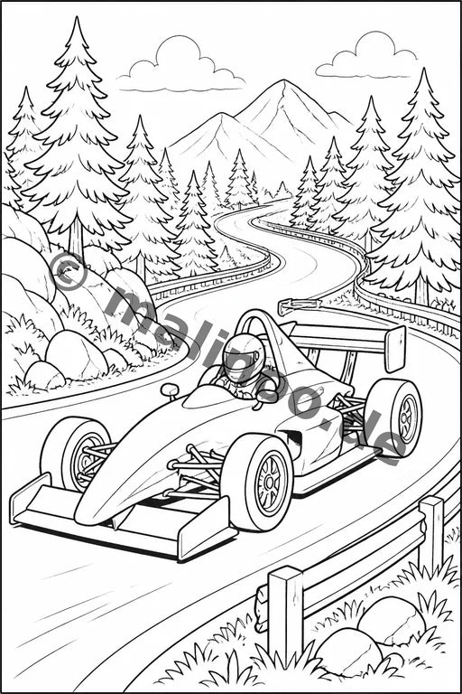 Rennwagen Malbuch 50 Ausmalbilder gedruckt+gebunden – Vorschaubild 4
