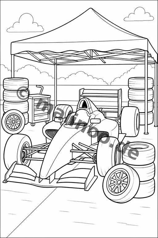 Rennwagen Malbuch 50 Ausmalbilder gedruckt+gebunden – Vorschaubild 7