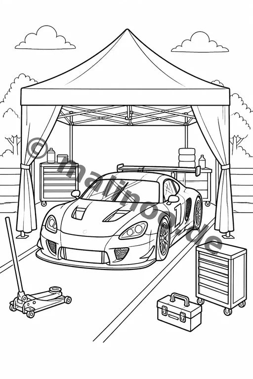 Rennwagen Malbuch 50 Ausmalbilder gedruckt+gebunden – Vorschaubild 8