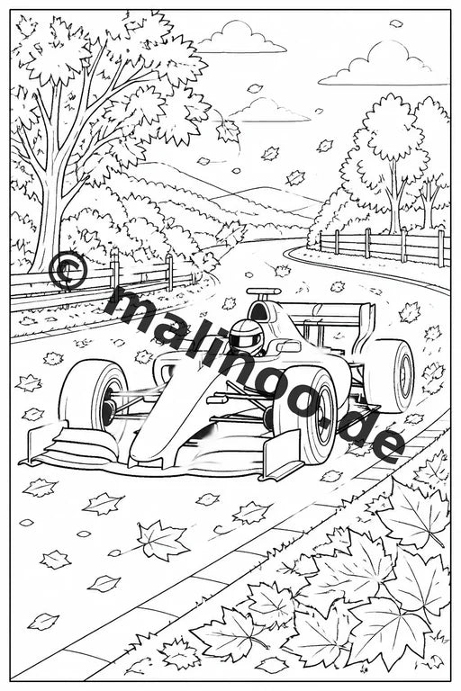 Rennwagen Malbuch 50 Ausmalbilder gedruckt, ungebunden – Vorschaubild 10