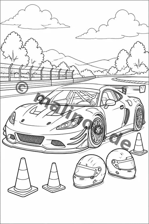 Rennwagen Malbuch 50 Ausmalbilder gedruckt+lose – Vorschaubild 10