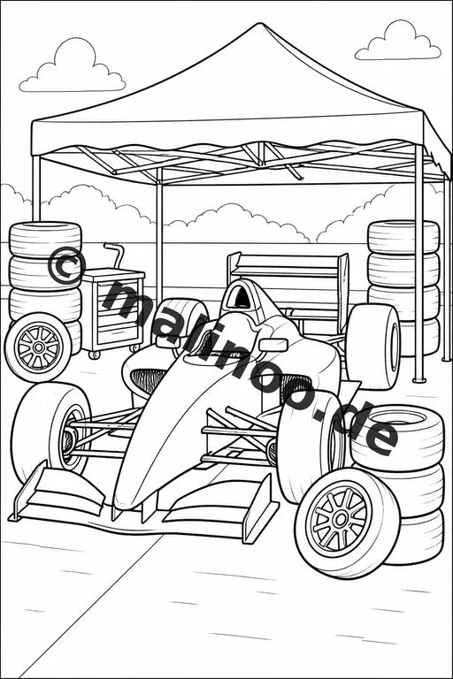 Rennwagen Malbuch 50 Ausmalbilder gedruckt, ungebunden – Vorschaubild 4