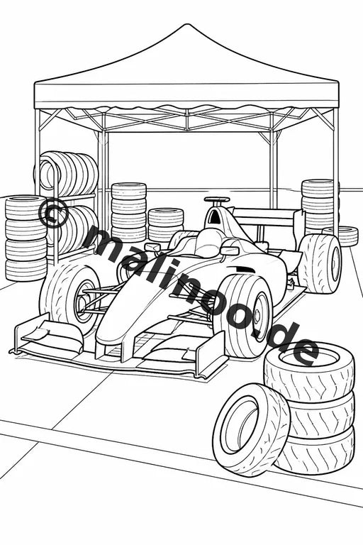 Rennwagen Malbuch 50 Ausmalbilder gedruckt, ungebunden – Vorschaubild 4
