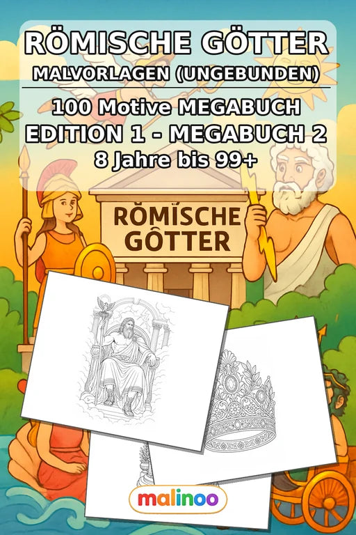 Römische Götter Malbuch 100 Ausmalbilder gedruckt+lose – Cover