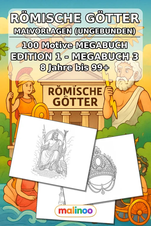 Römische Götter Malbuch 100 Ausmalbilder gedruckt+lose – Cover